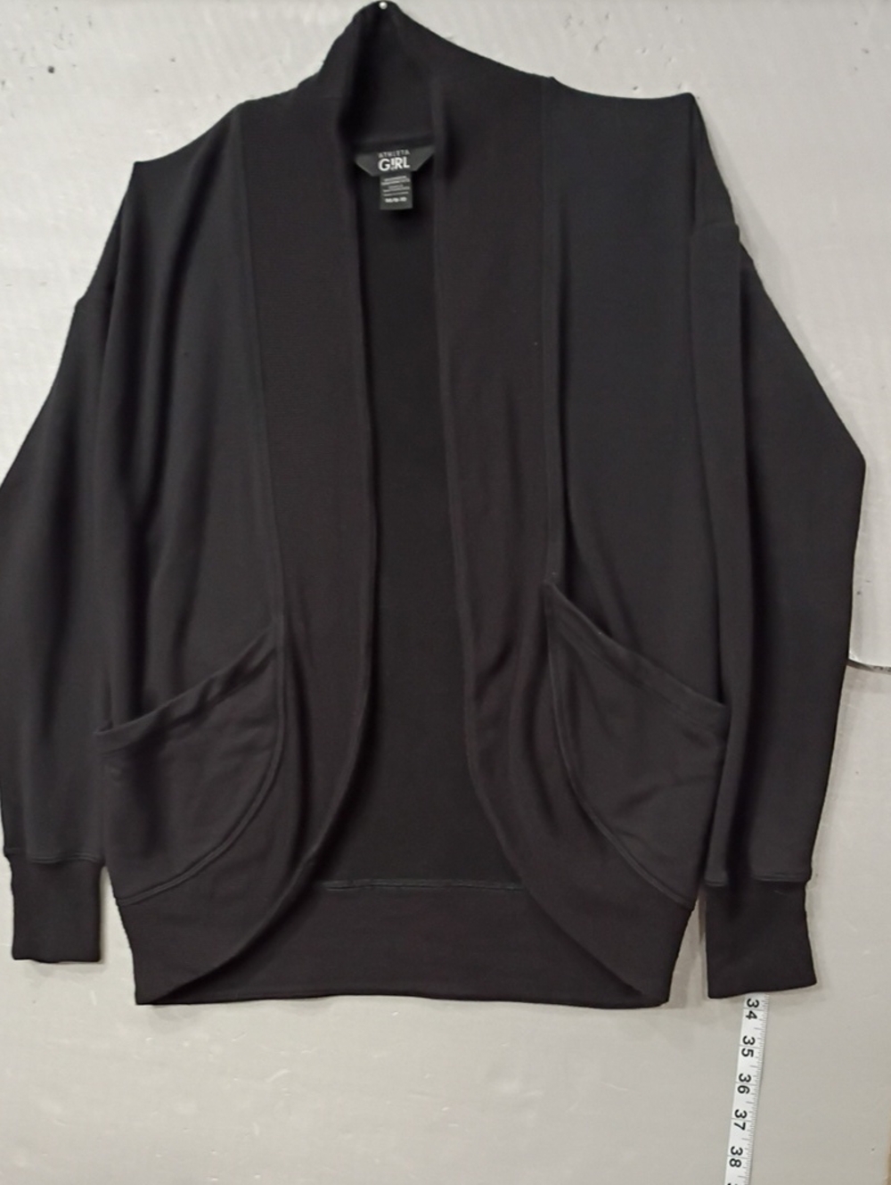 Athleta Black Open-Front Draped Blazer Jacket